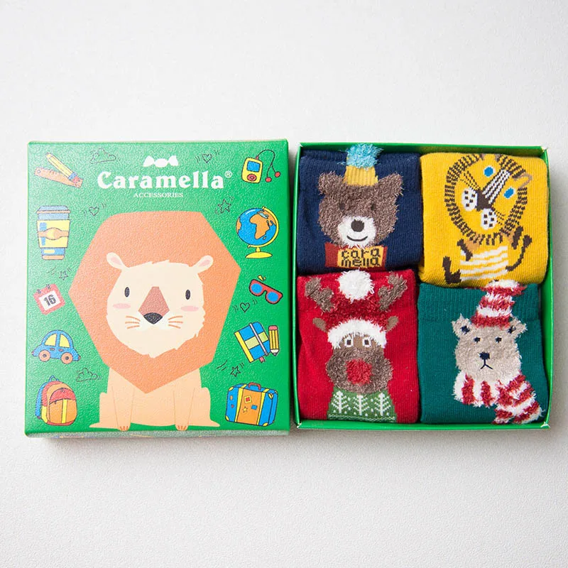 CM512734-512854, г., Новое поступление, яркие жаккардовые хлопковые носки Caramella красные носки для девочек с рождественской тематикой - Цвет: 512854