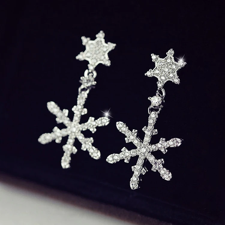 PhoenRing fashion perfect Snowflakes AAA level Micro CZ zircon personality shine Party dangle earrings For women jewelry | Украшения и