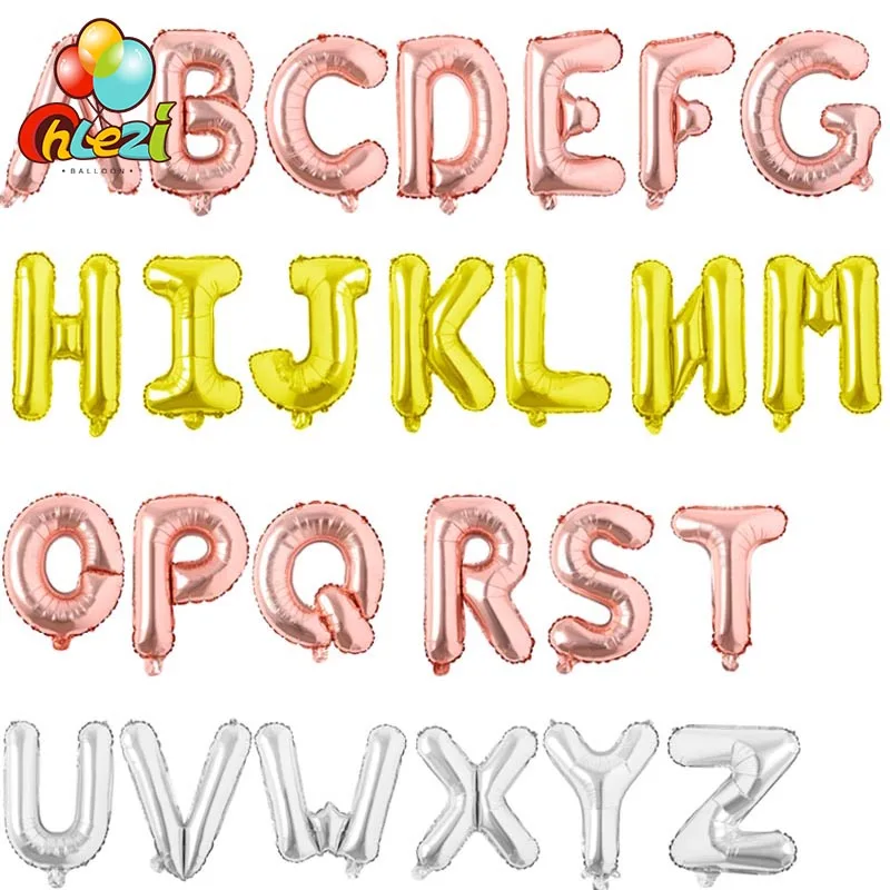 

16 inch Rose Gold Silver A-Z Alphabet Letters Ballons Baby Shower Birthday Party Supplies Love Wedding Decor DIY Foil Balloons