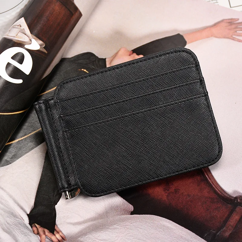 Кошелек на магнитной застежке из разделанной кожи для мужчин и женщин с карманом для кредитных карт, мультифункциональный денежный клип, набор с идентификационной картой.