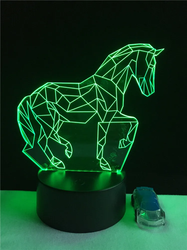 

Creative Animal Geometric Horse 3D Lamplight LED USB Mood Night Light Multicolor Touch Remote Desk Table Lamp Kid Toy Bedside