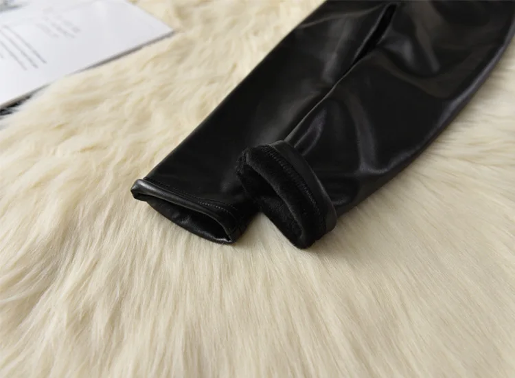 BibiCola/Новые осенне зимние штаны из искусственной кожи 2018 г. Модные бархатные для