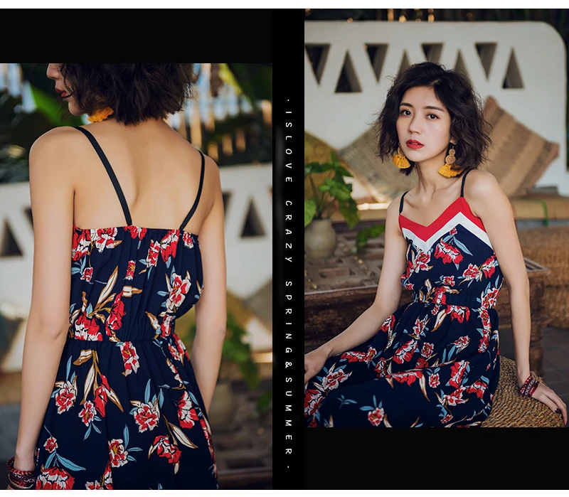 Tingfly Women Sexy Strap Long Maxi Dress Hem Backless Boho Tropical Print Summer Lady Casual streetwear Vestidos | Женская одежда