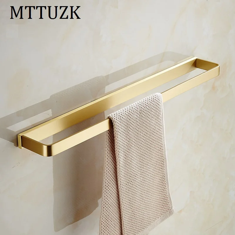 MTTUZK Твердый латунный Матовый Золотой квадратный держатель для полотенец