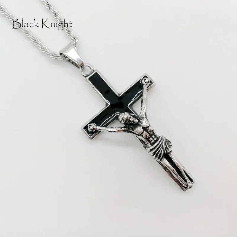 

Black Knight Christian Crucifix pendant necklace 316L Stainless steel Religious Christian praying Jesus Cross necklace BLKN0704