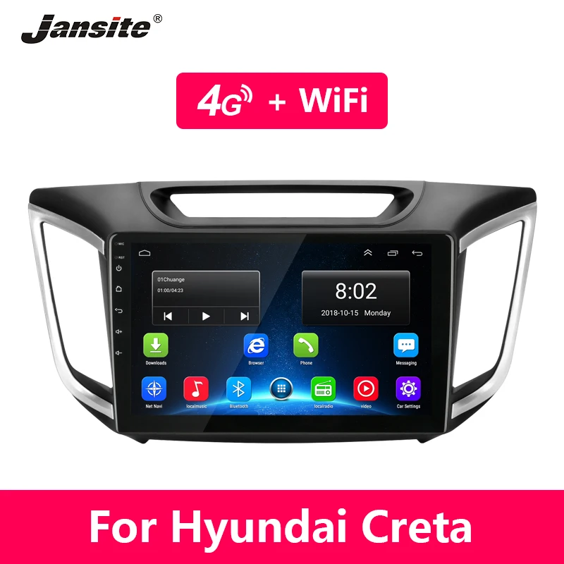 Jansite 10 &quotAndroid автомобильный gps Мультимедийный проигрыватель для hyundai Creta 2015 2018 wifi 4G