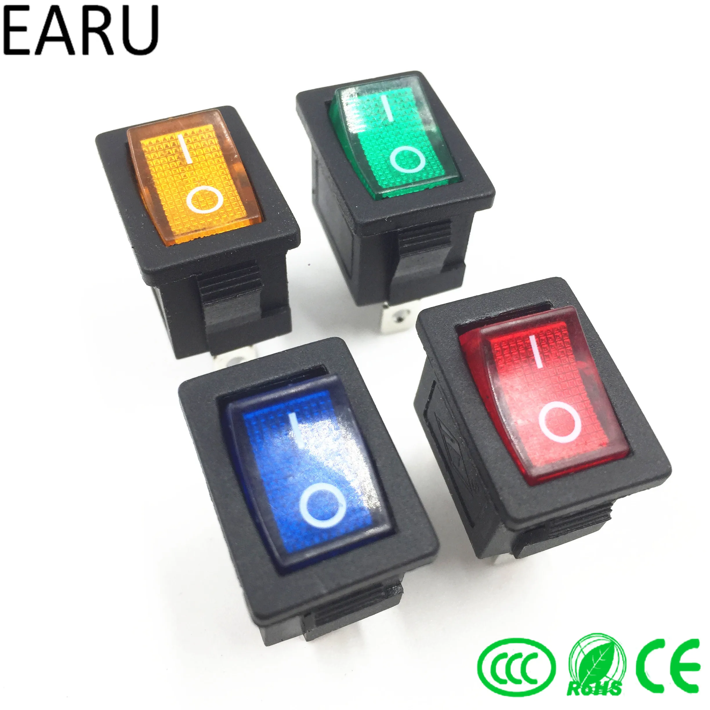 1pc DIY Locking KCD1 Red Blue Yellow Green Button On-Off 3Pin DPST Boat Car Rocker Switch 6A/10A 250V/125VAC Push | Обустройство дома