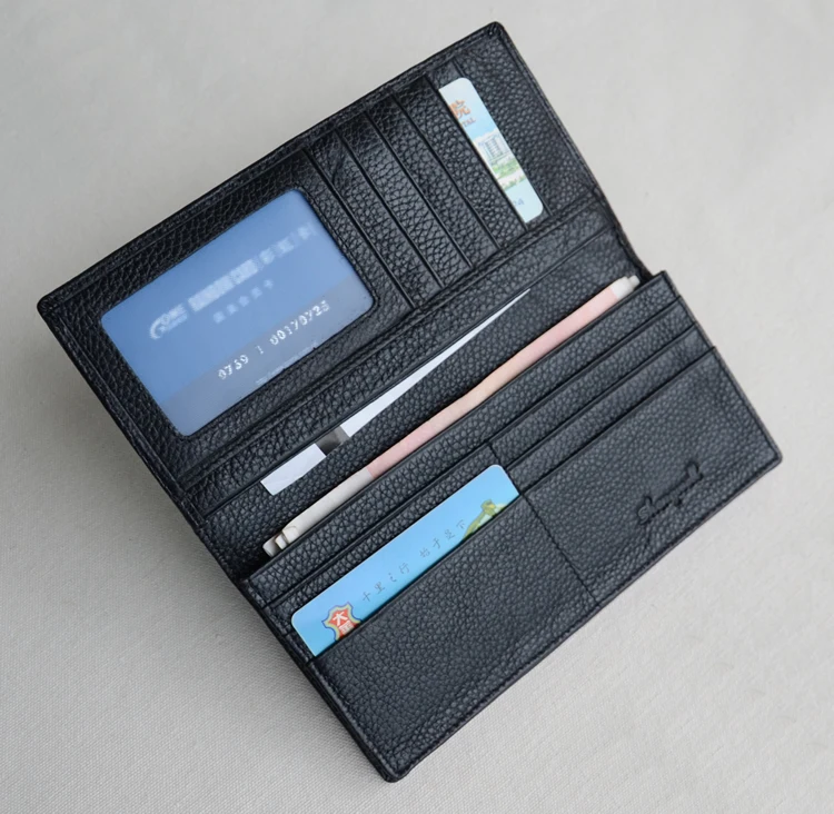 Гарантированный 100% коровья кожа длинный стиль мужской кошелек личи с меткой