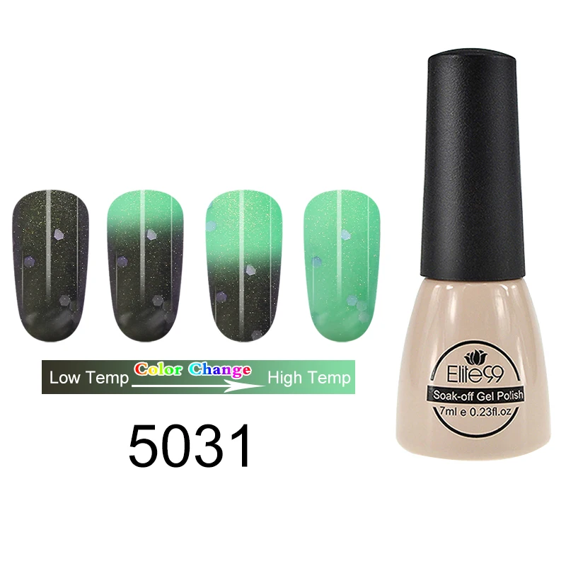 5031-7ml Elite99 термальный гель для ногтей, меняющий цвет, голографический лак для ногтей, блеск для горячей холодной температуры, отмачиваемый УФ-Гель-лак для ногтей - Цвет: 5031-7ml