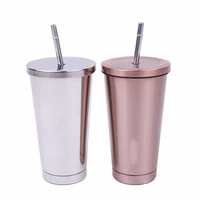 16 oz stainless steel double walled insulated tumbler with lid and straw