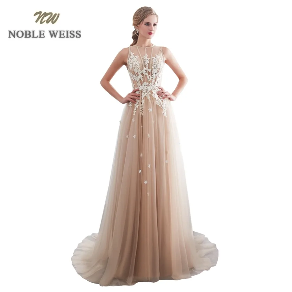 pictures color NOBLE WEISS A-Line платье для выпускного вечера настоящая фотография Аппликация Формальное Тюлевое платье цвета шампанского платье для выпускного вечера длинное vestido de formatura - Цвет: pictures color