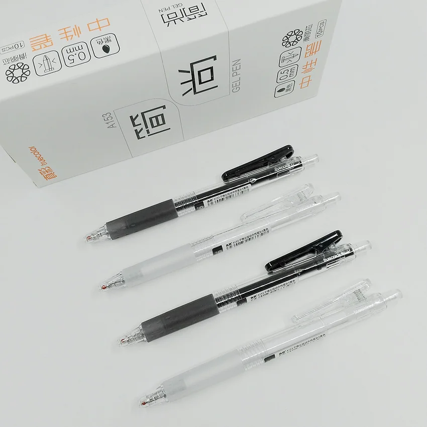

TrueColor Bullet Nib Neutral Black Ink Color 0.5mm Retractable Gel Pens For Writing Korean School Office Supplies A153