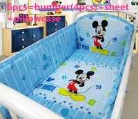 6pcs cartoon baby bedding set embroidery cartoon animal crib bedding setbedroom decor bumperssheetpillow cover