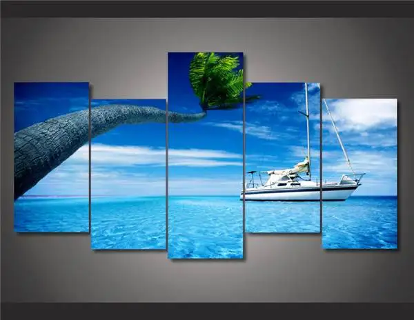 Hd Печать морской океан пароход остров Картина Настенная художественная комната