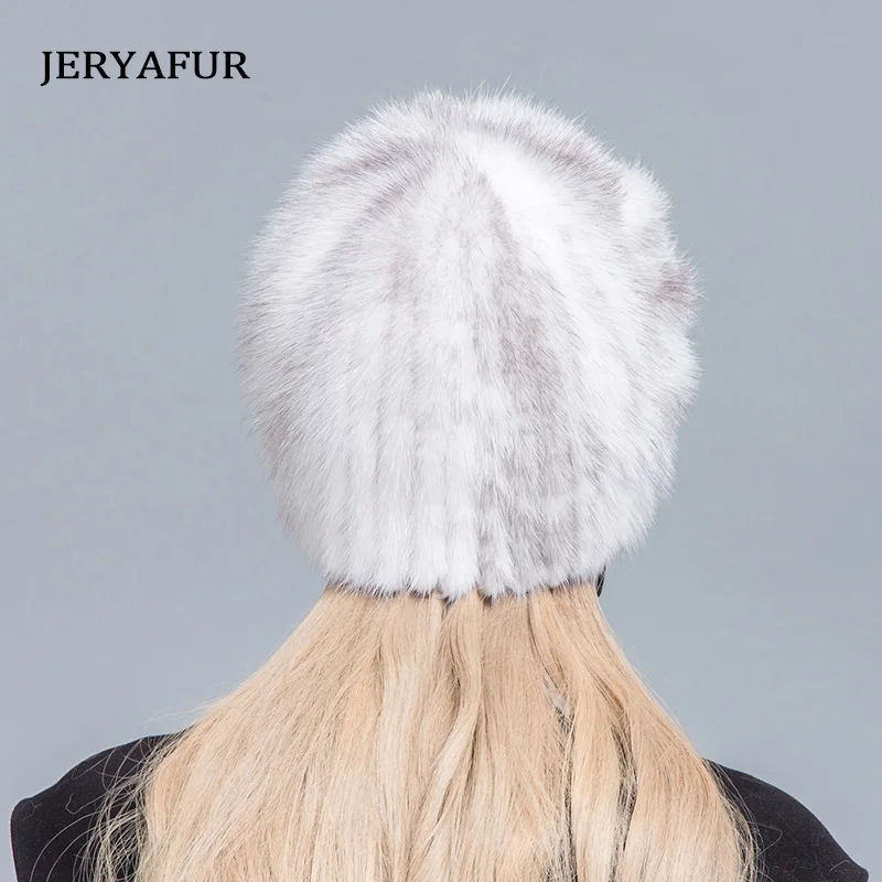 JERYAFUR Лыжные шапки для женщин среднего возраста норковый мех женские вязаные
