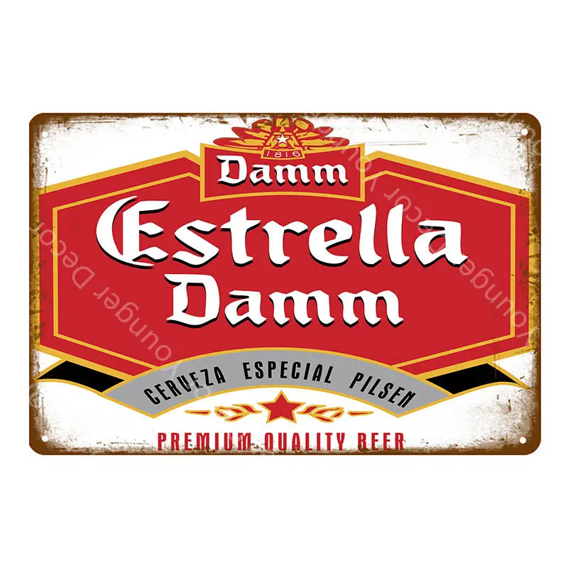 Питьевое пиво вино Estrella Damm металлические знаки паб бар ресторан кухня домашнее
