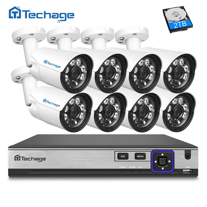 Techage H.265 4MP POE CCTV Системы 8CH NVR Открытый Массив ИК светодиодов IP Камера P2P Onvif