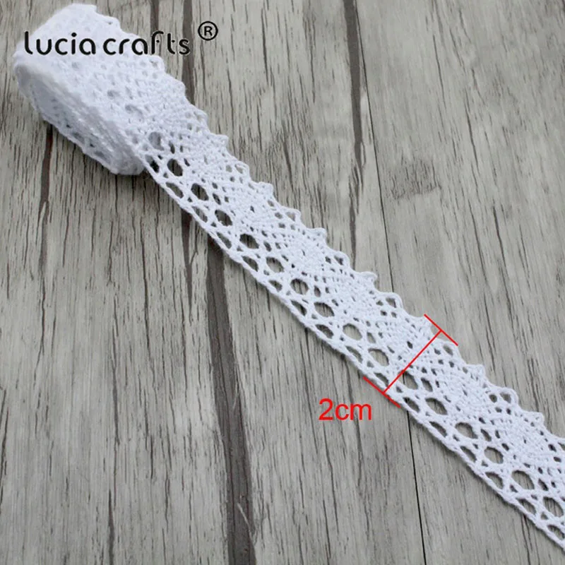 white4 20mm 2y Lucia crafts, 2 ярдов/партия, белая хлопковая кружевная ткань, вышитая сетка, кружевная отделка, ленты, рукоделие, шитье, сделай сам, украшение, N0203 - Цвет: white4 20mm 2y