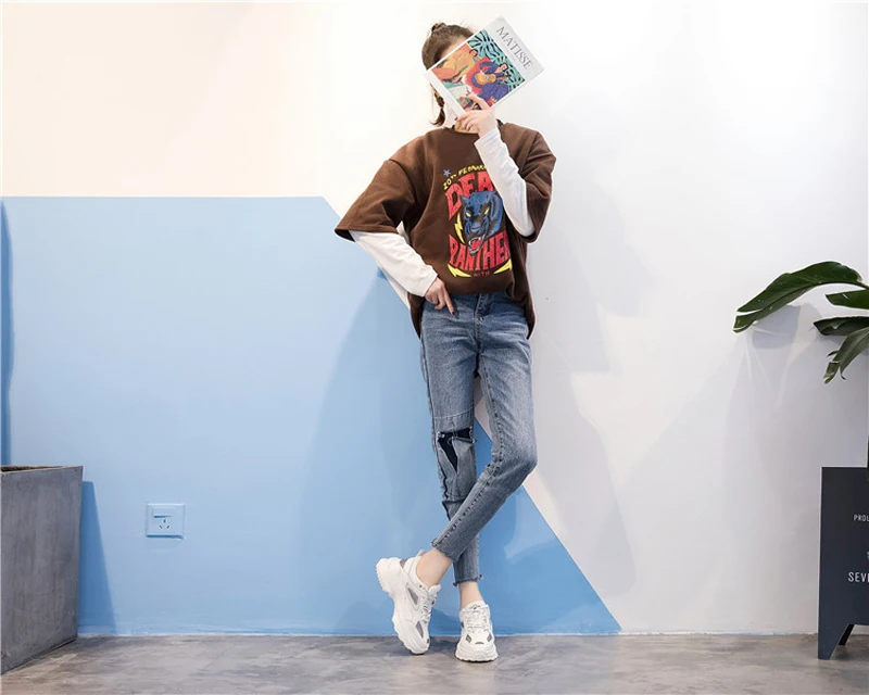 Jookrrix/Белая обувь; женские кроссовки на платформе; zapatos de mujer; коллекция года; сезон весна; натуральная кожа; chaussures femme; Женская обувь в стиле пэчворк