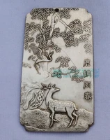 chinese tibet silver bullion thanka luhe with spring statue amulet waist tag hang metal handicraft