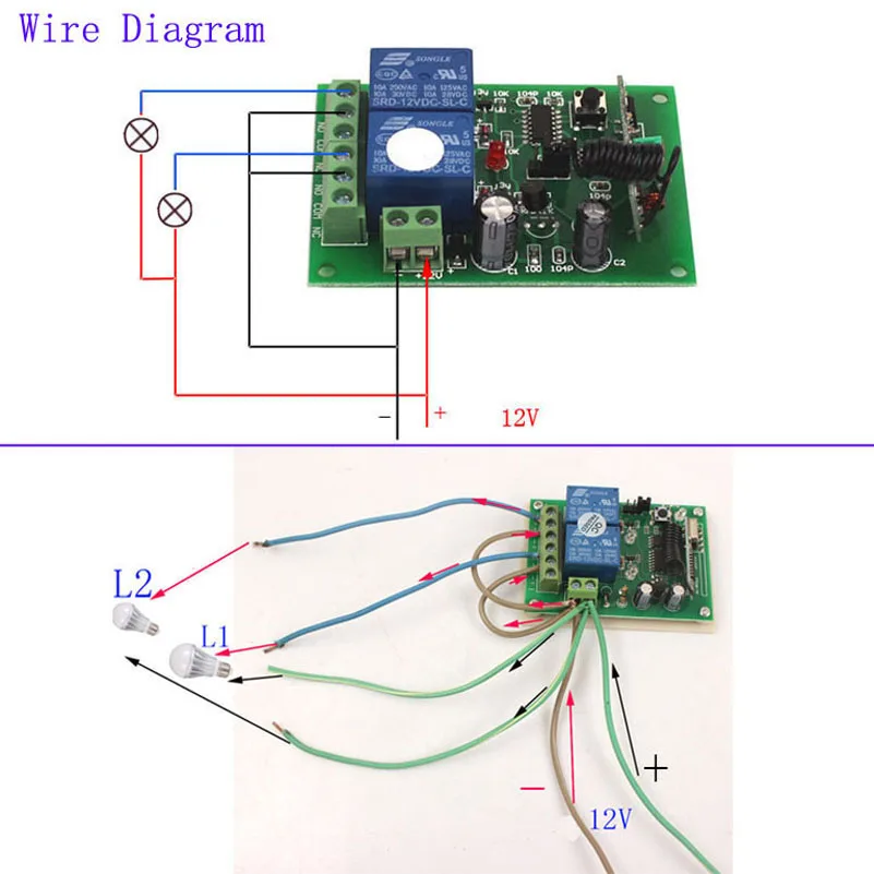 Sleeplion 12V 2CH 433Mhz универсальный пульт дистанционного управления переключатель дистанционного управления 12V передатчик приемник модуль 433/315MHz