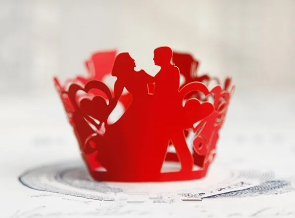 

Free Shipping red bride and bridegroom wedding decoration cupcake wrappers cupcakes cup cake party baking wrapper party favors