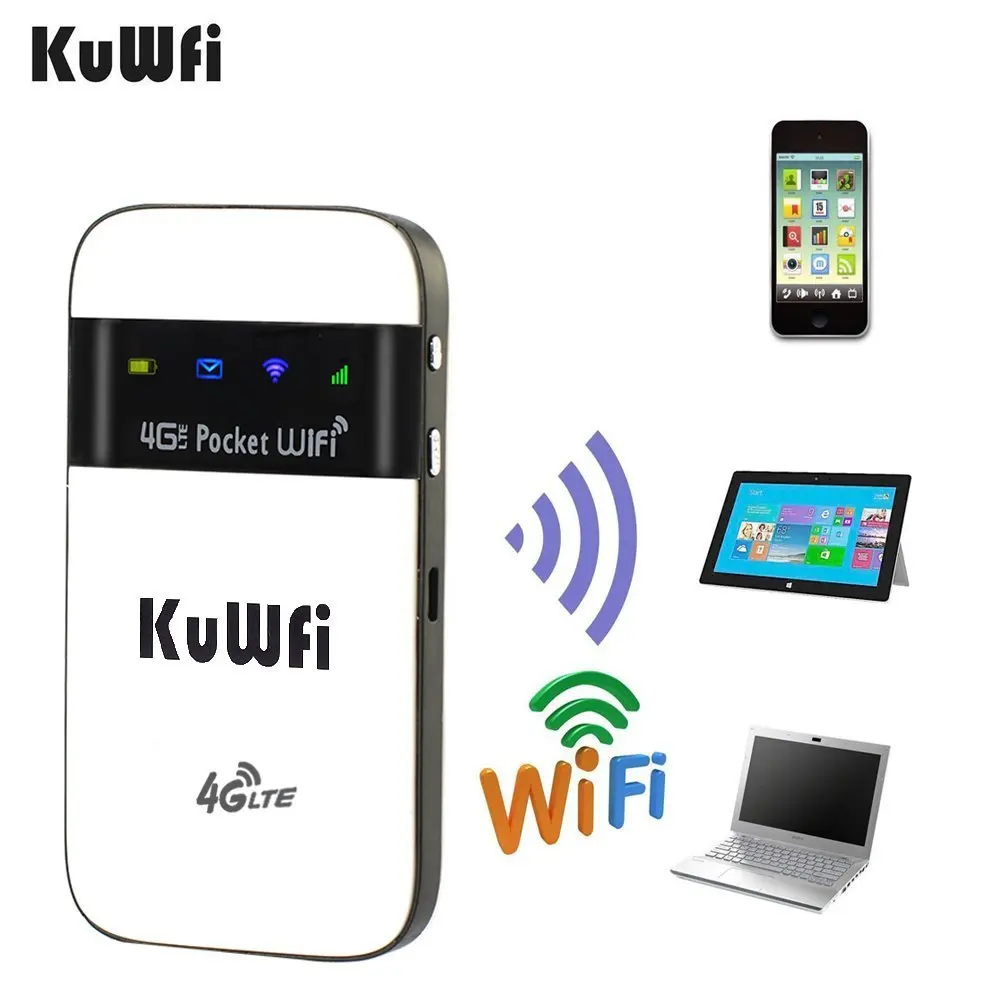 KuWfi 4G Wifi роутер 3g/4G LTE беспроводной для путешествий походная Wi Fi точка доступа мини