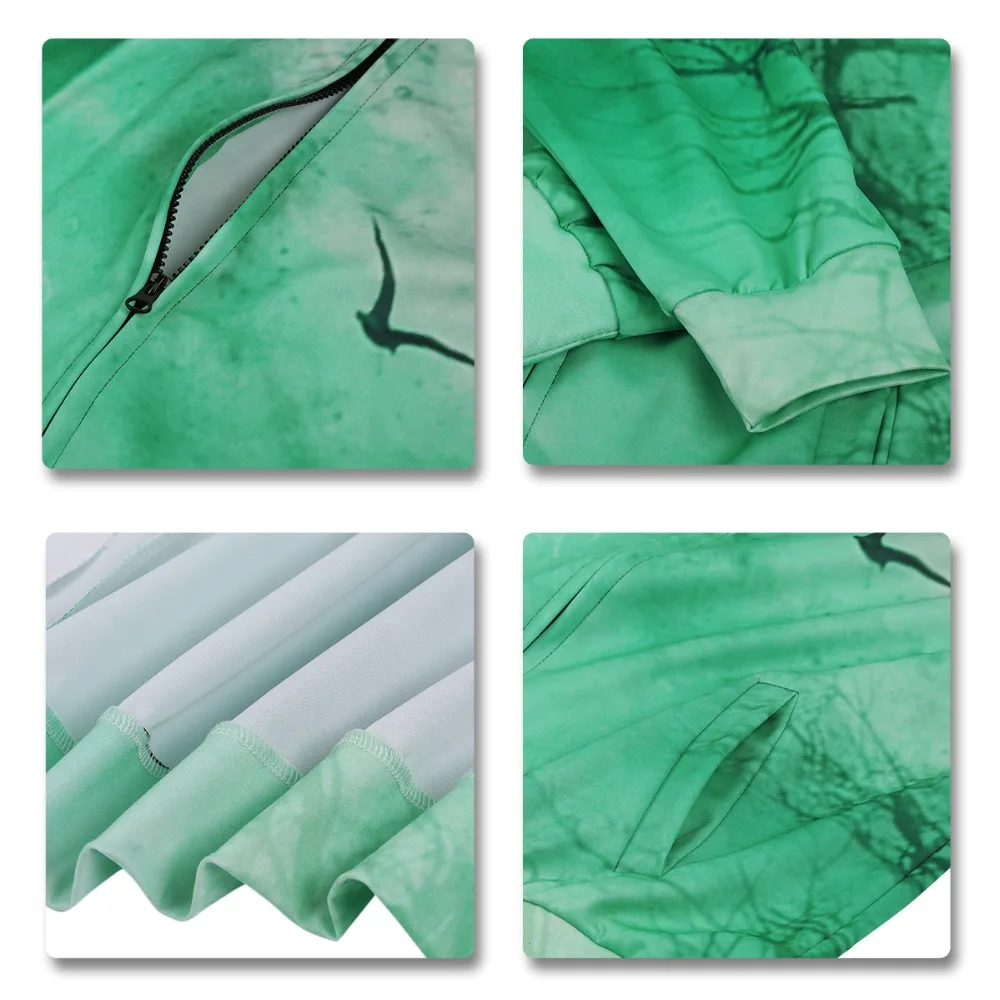 Cloudstyle 2020 новые мужские толстовки на молнии с 3D принтом Зеленая Луна капюшоном