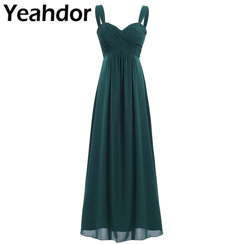 

Women Summer Dress Long Maxi Dress Vestido De Festa Longo Blanco Chiffon Pleated Bridesmaid Women Elegant Wedding Formal Dress