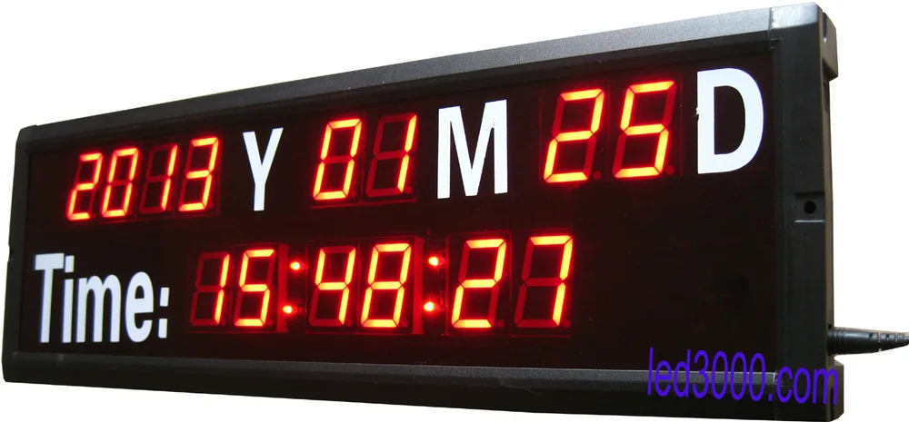 1 8 дюйма красный цвет год месяц дата и время светодиодные часы (HIT14-1.8R) | Дом сад