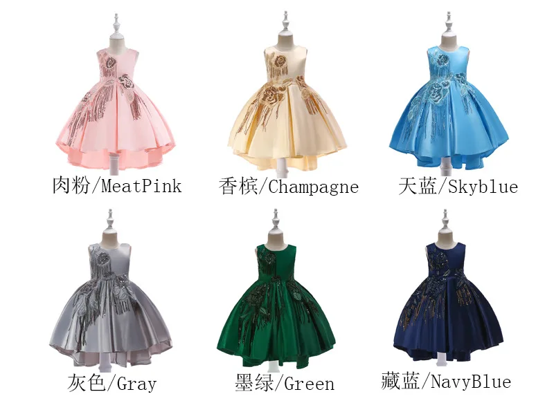 2019 платье для девочек без рукавов с бахромой и блестками атласное платье-Русалка