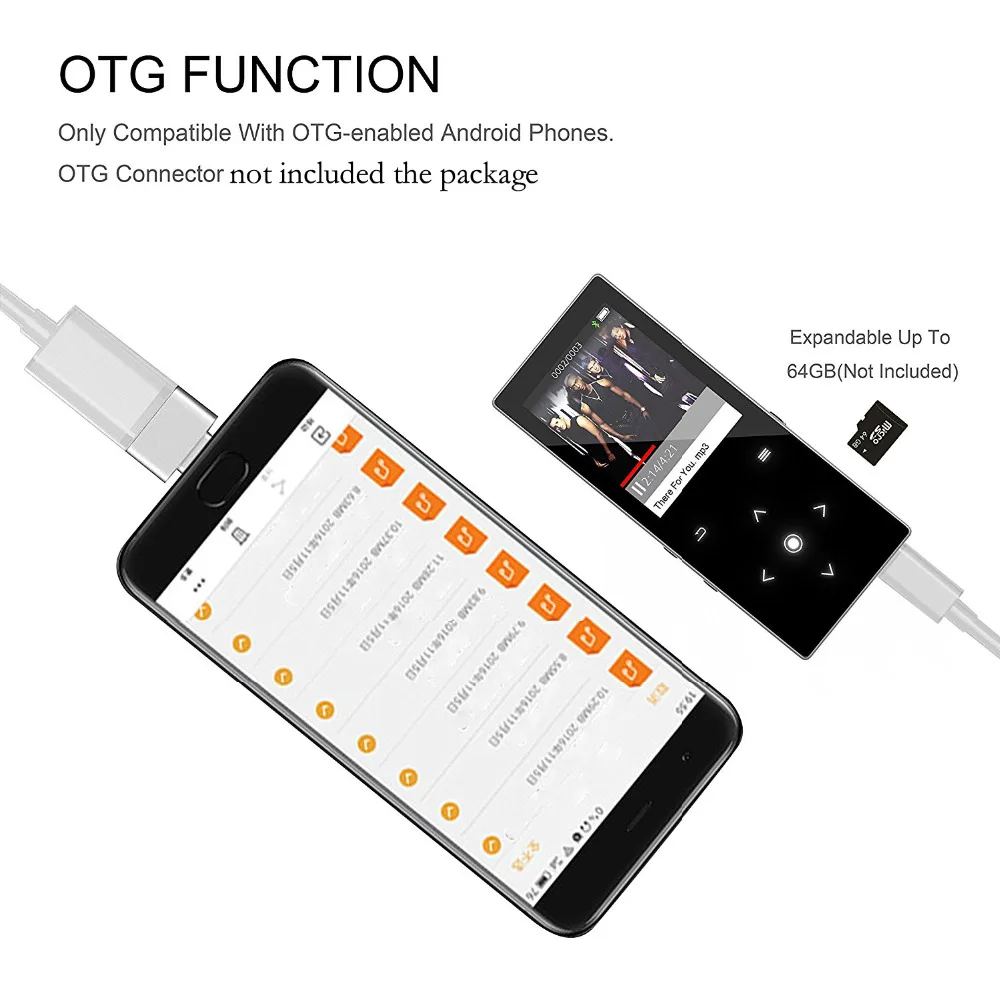 HiFi MP3 плеер Bluetooth с 16 Гб 1,8 экран MP3 плеер Высокое качество без потерь аудио MP3 FM Запись голоса MP3