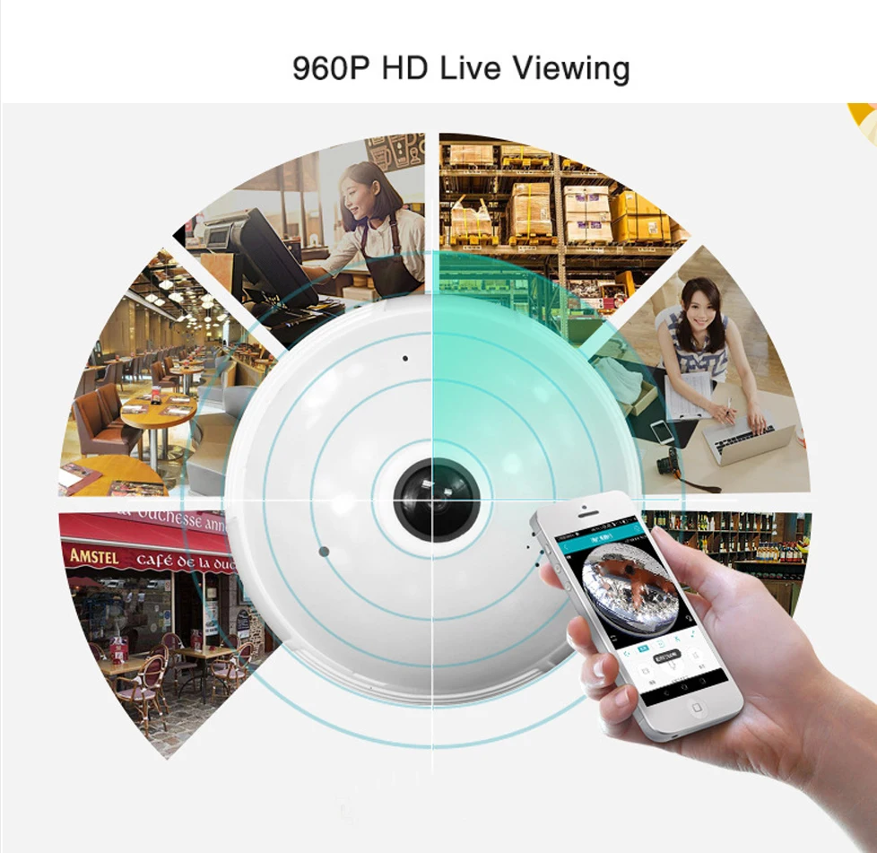 360 градусов панорамная видео камера Wifi IP лампа наблюдения CCTV датчик движения