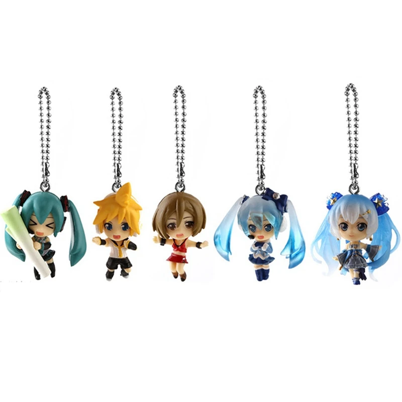 Hatsune Miku Q версия ручная клавиша Кольцо Кулон Ювелирные изделия Мода японский мультфильм Автомобильный ключ сумка брелок ювелирные изделия
