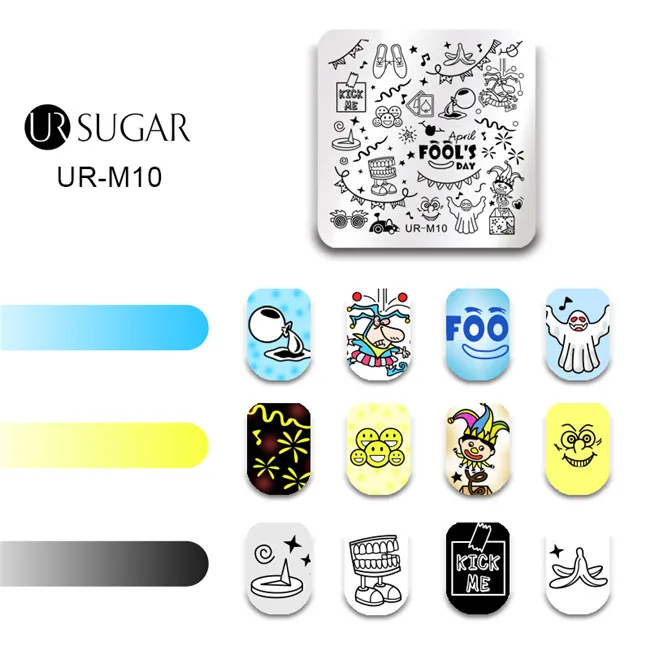 UR M10 Ur Sugar 1 шт. с Днем Святого Валентина Цветы Простой волновой линии штамповки маникюрный шаблон дизайн ногтей DIY пластины - Цвет: UR M10