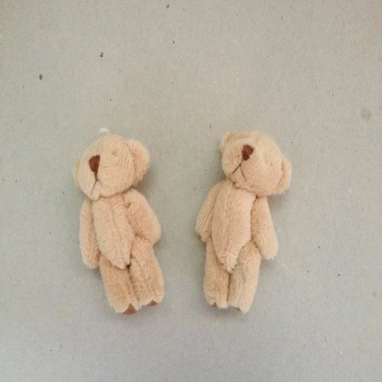 300PCS Mini Joint Bear Stuffed Plush Toys 6cm Teddy Bears Pendant Dolls Gifts Garment& Hair Accessories Wedding DIY CMR001