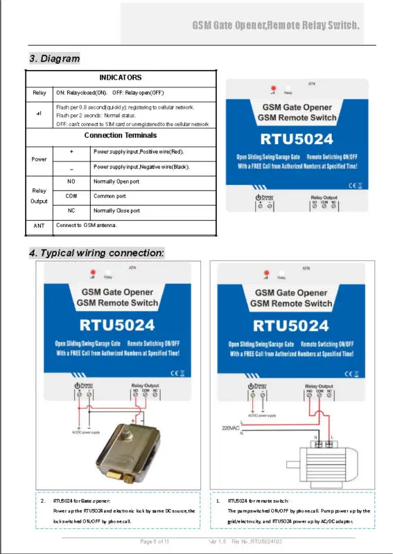 DC12V адаптер питания GSM система автоматического открывания двери RTU5024 открывалка