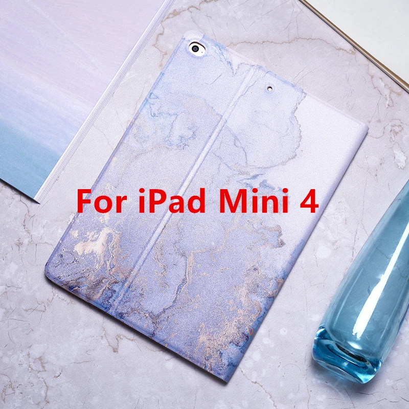 Blue 4 Для iPad 9,7 чехол A1893 из искусственной кожи с мрамором, умный чехол с функцией автоматического сна/пробуждения для iPad 2/3/4 Air 1 2 Mini 1 2 3 4 Funda - Цвет: Blue 4