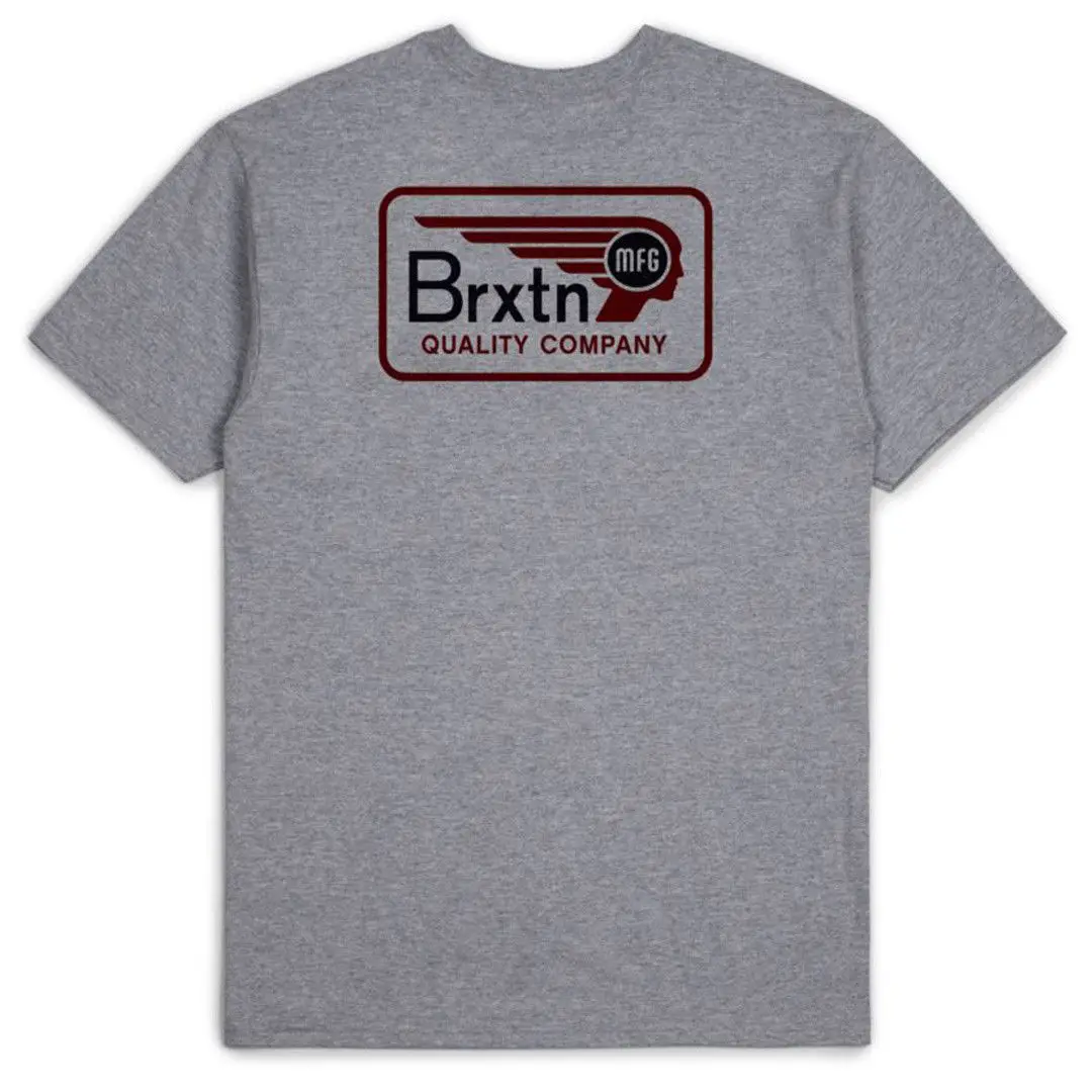 Brixton &quotMessenger&quot Short Sleeve Shirt (Heather Grey) Men's Quality Graphic Tee 2019 fashion t shirt Summer Men'S | Мужская