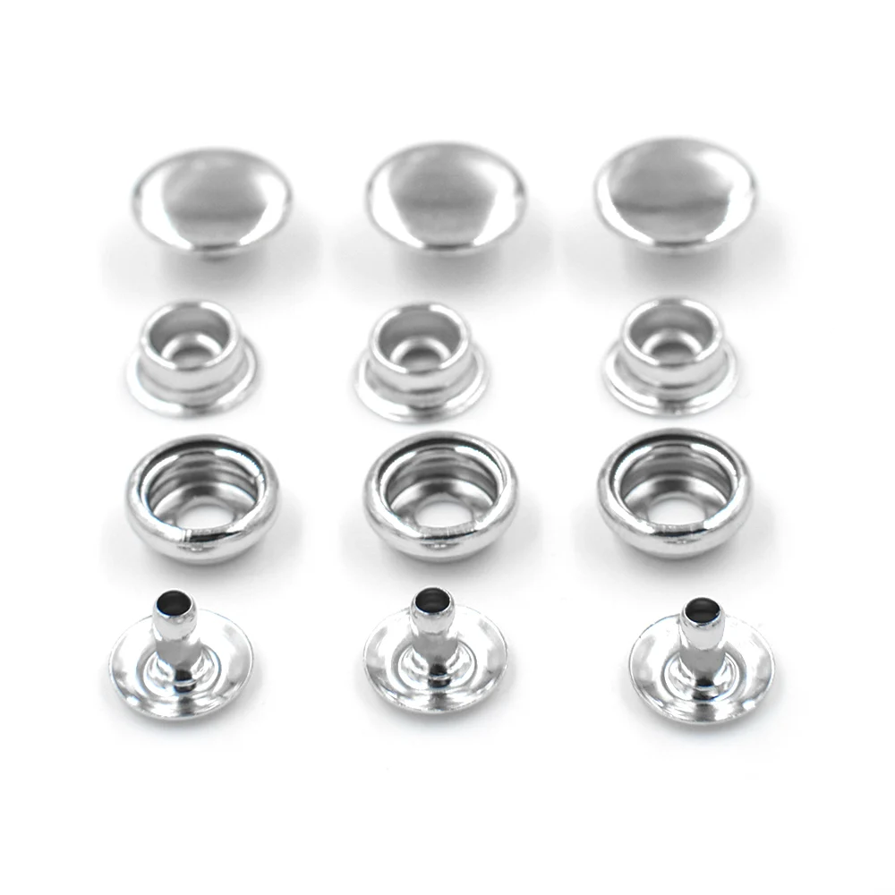 

50 Sets 10 MM Metal Snaps Clothing Accessories Rivet Clasp Buckle Jacket Silver Snap-Fastener - Buttons