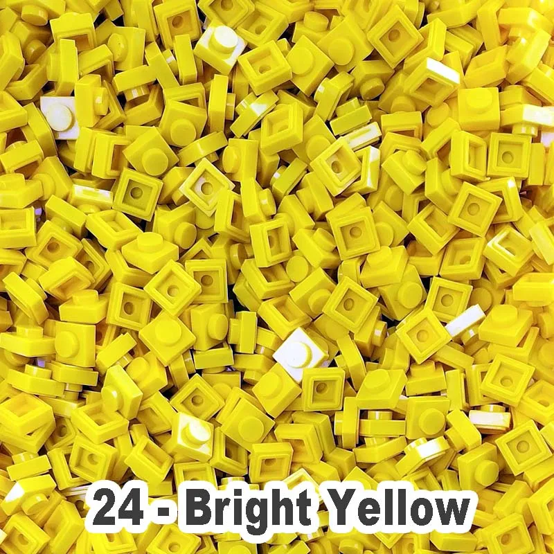 24 bright yellow 300 штук в упаковке, обучающая игрушка, пластиковые строительные блоки, аксессуар, MOC 1X1, пластина, 45 цветов, пиксельные художественные блоки для взрослых, игрушка в подарок - Цвет: 24 bright yellow