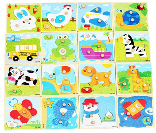 cartoon animal baby jigsaw Board wood puzzles 2-5 years old child wooden Kids toys puzzle Educational Learning Танграм игрушки