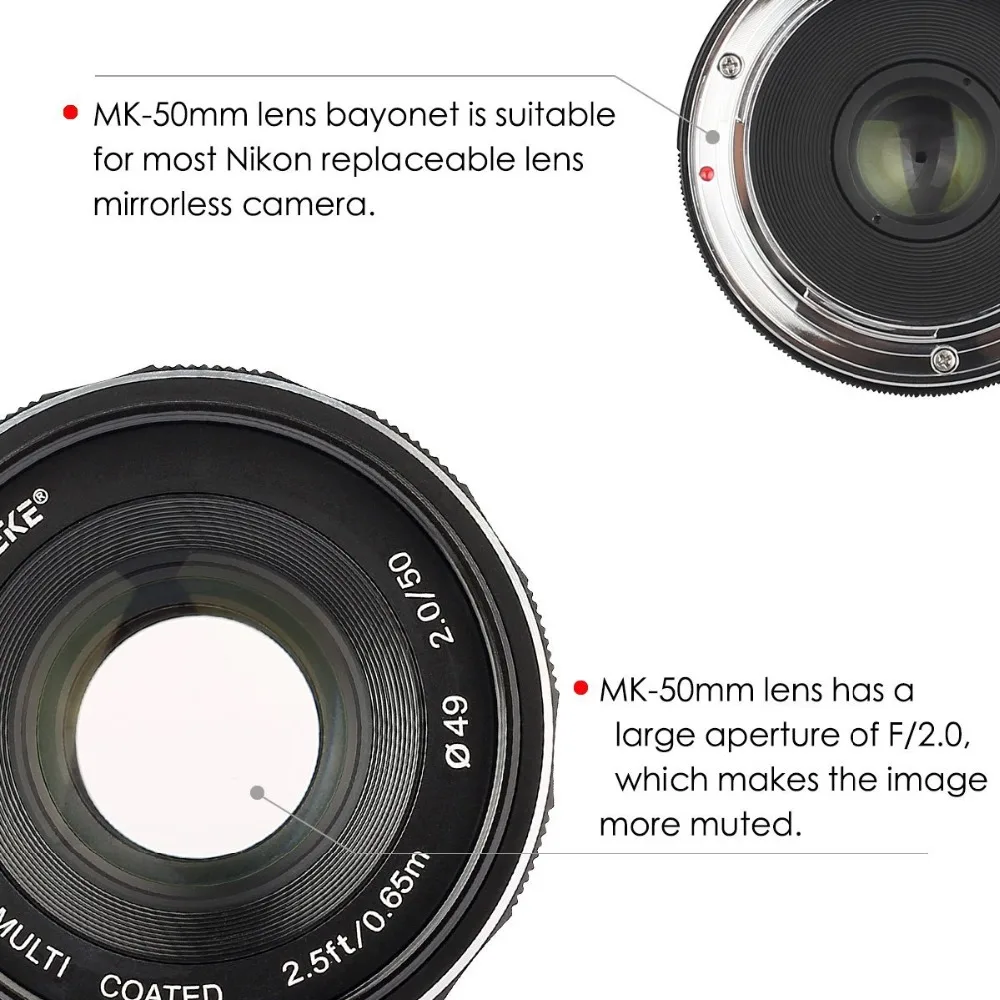 Объектив Meike с ручной фокусировкой большой диафрагмой фиксированный для камер