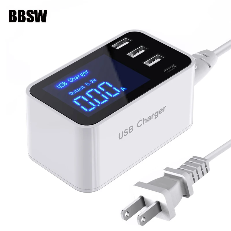 Универсальное сетевое зарядное устройство с 3 USB портами и светодиодным
