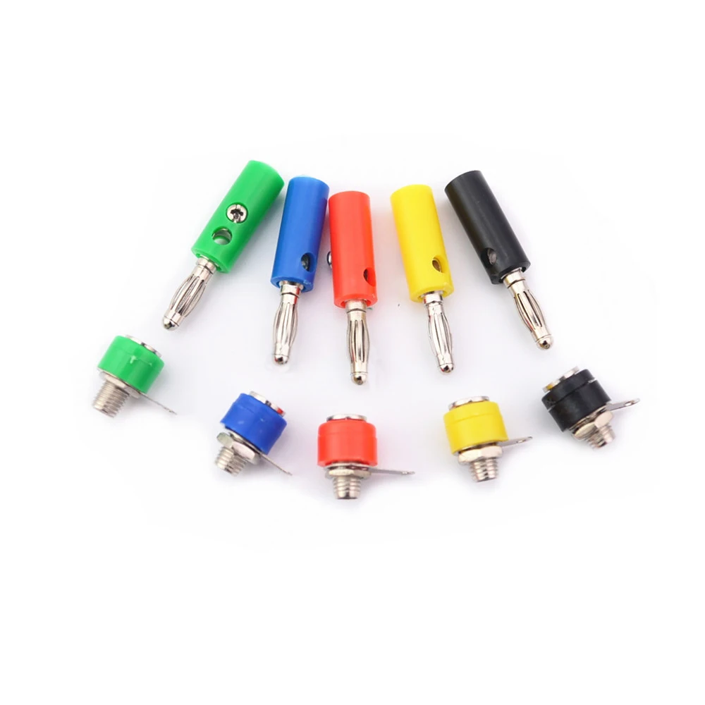 

10pcs/lot 5 color Wire Audio Speaker Cable Banana Plug/socket Connectors 4mm Adapter binding post