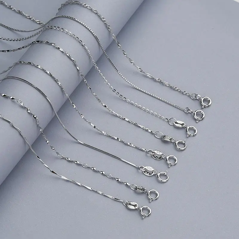 0.7mm-1.0mm Pure Sliver Snake Chain Necklace Fashion S925 Sterling For Women Silver Jewelry 2022 | Украшения и аксессуары