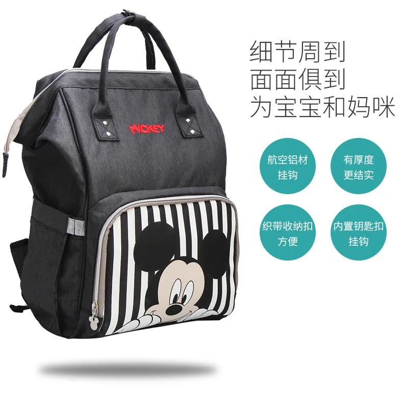 Сумка для подгузников disney, рюкзак Bolsa Maternidade, водонепроницаемая сумка для коляски, USB, детская бутылочка, грелка, Микки, Минни, дорожный рюкзак для мам