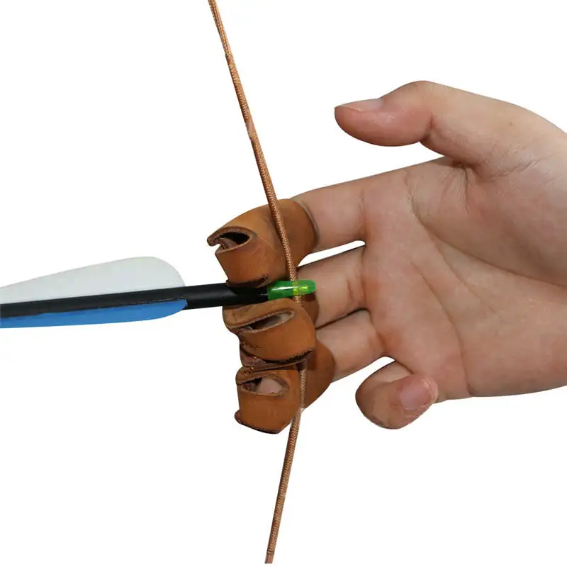 3 Finger Fingers Protect Glove Leather Left Hand Archery Arrow Bow Hunting Shooting Protective Finger Entertainment Tool
