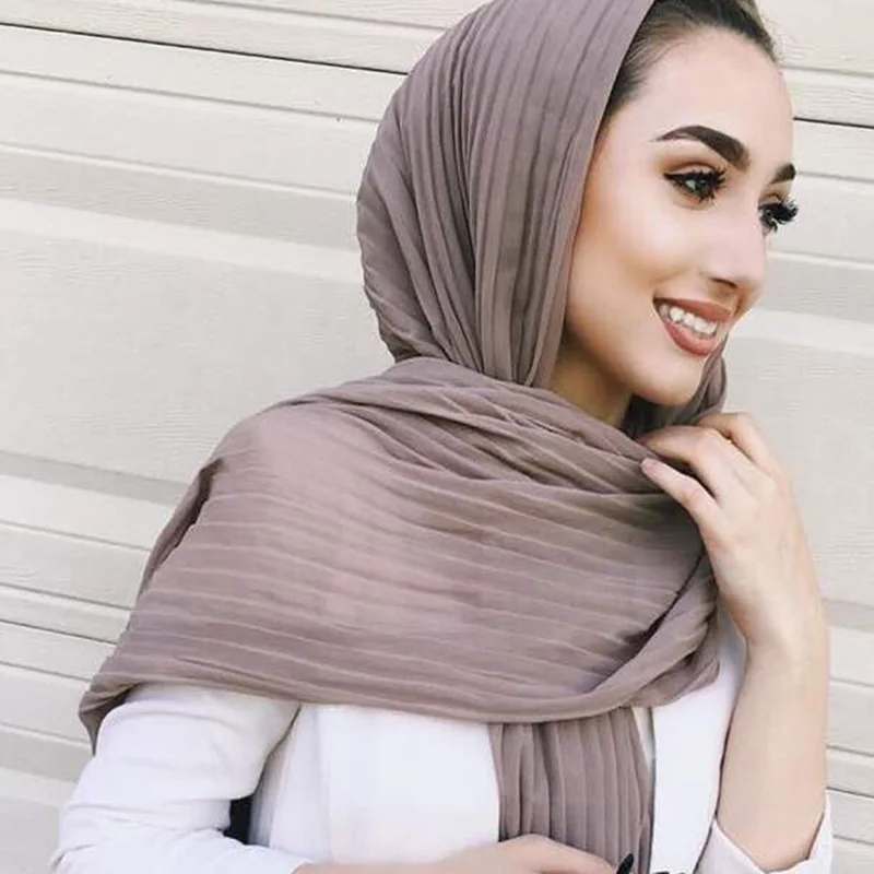 Классический простой стиль Женский хиджаб однотонный шифон шелк популярные шали