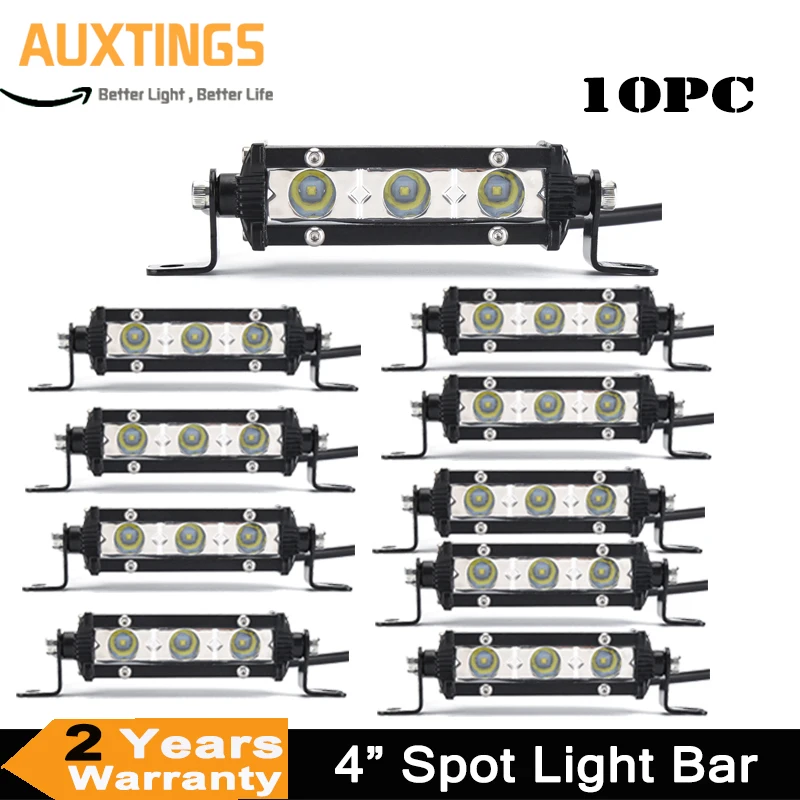 10pcs 4 Inch Offroad LED Light Bar Spot Beam Spotlight 12V For Jeep ATV UAZ SUV 4WD 4x4 Truck Tractor LED Work Light